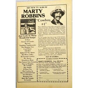 Marty Robbins "His New TV Album "Cowboy #1" Vintage Print Ad 1983